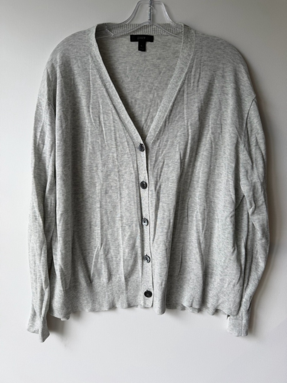 J. Crew Light Gray V-Neck Button Front Cardigan